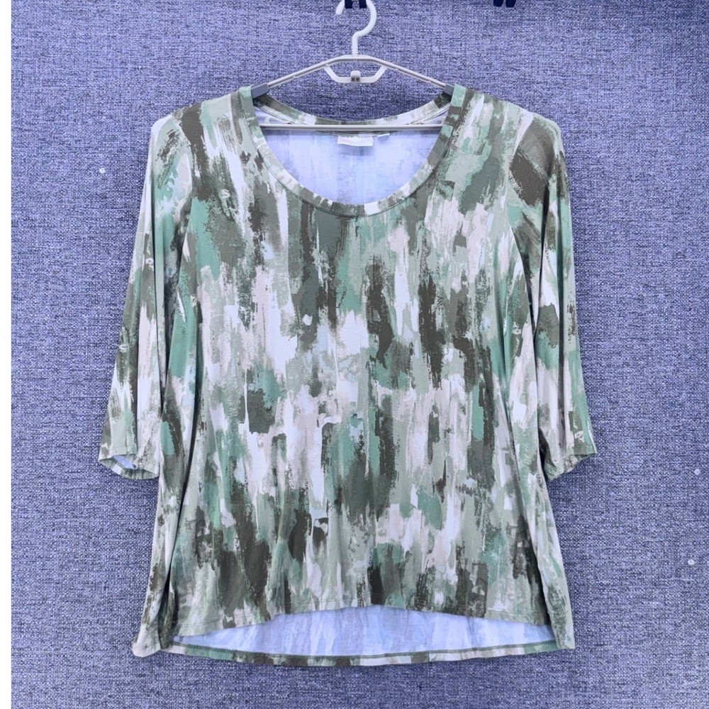 Belle by Kim Gravel Womans Tunic Top Size 2x Green Loose Flowy Earty Boho Sage